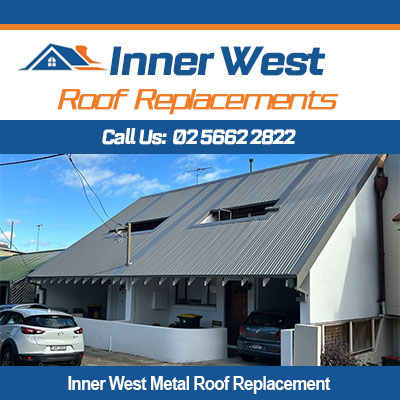 Metal roof replacement in Inner West for modern home with grey corrugated roofing