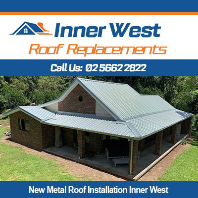 Professional new metal roof installation services in Inner West on brick home with covered patio